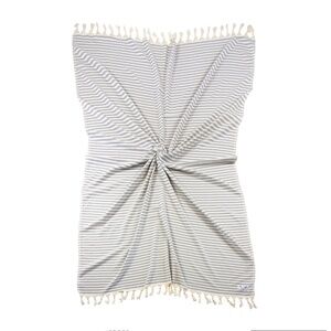 Brand New Serena beach bath towel Balmy Silver Grey White striped